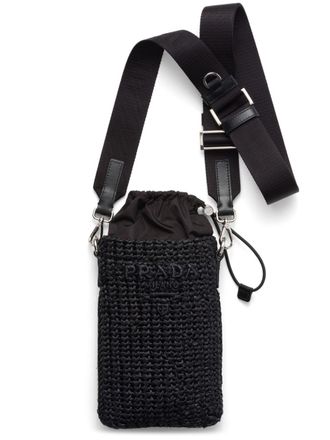 Prada logo-embroidered smartphone case - Black