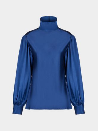 Ryan Roche Womens Silk Bias High-Neck Blouse Size: S