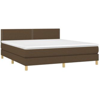 vidaXL Vidaxl - Cama Box Spring Con Colch&oacute;n Led Tela Marr&oacute;n Oscuro 180x200 Cm