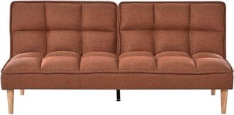 Beliani Sofa Bed Modern Sleeper Couch Easy Clean Fabric Armless Click Clack Golden Brown Siljan