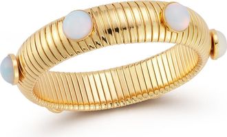 Chloe and Madison 18K Gold Plated Synthetic Moonstone Bangle Bracelet at Nordstrom Rack