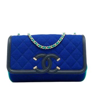 Chanel Pre-owned CC Filigree Flap - Dames - Pre-owned - Blauw - Maat: ONE Size Leer