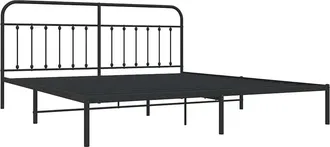 vidaXL Estructura Cama Sin Colch&oacute;n Con Cabecero Metal Negro 193x203 Cm Vidaxl