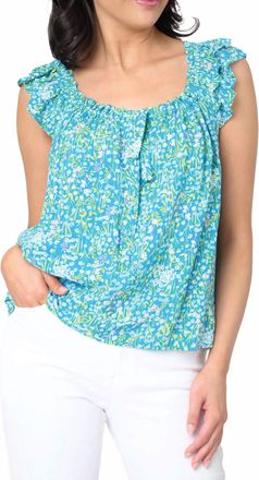 Gibsonlook Flutter Tank With Tie Back Detail In Pretty Meadow Blue Floral