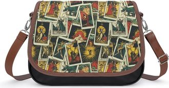 Generic Tarot Cards Crossbody Bag Womens Handbag PU Message Bags Shoulder Purse with Adjustable Strap
