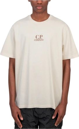 C.P. Company Ribgebreide T-shirt met ronde hals - Heren - T-shirts - Beige - L - Katoen - Tops