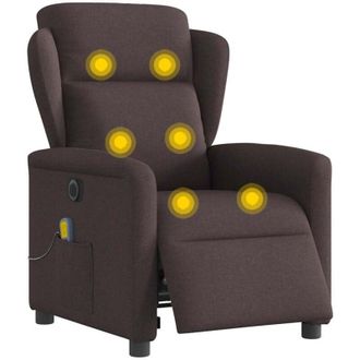 vidaXL Sill&oacute;n Reclinable De Masaje El&eacute;ctrico Tela Marr&oacute;n Oscuro Vidaxl