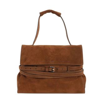 Moschino Tie Me Suede Tote - Dames - Handtassen - Bruin - ONE Size - Katoen - Tassen
