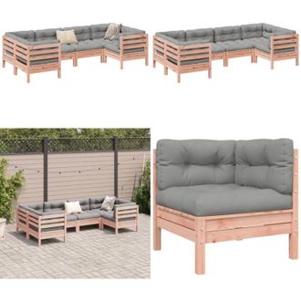 vidaXL Set Divani Giardino 6 pz Cuscini Legno Massello Abete Douglas - Cuscini per divano - Sedute da esterno