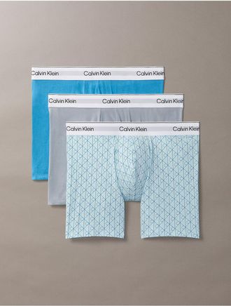 Calvin Klein Mens Icon Cotton Stretch 3-Pack Boxer Brief - Turquoise/Aqua - XL