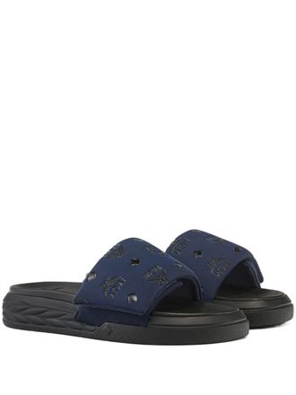 MCM Sandali slides con monogramma - Blu
