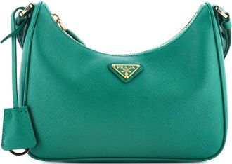 Prada Adjustable Handle Zip Saffiano Leather Mini hobo bag - Groen