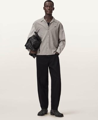 AllSaints Cotton Kage Oversized Long Sleeve Check Shirt, Size: XXL