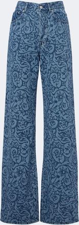 Dries Van Noten Jeans a gamba larga con stampa