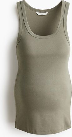 H&M MAMA Geripptes Tanktop - Khakigr&uuml;n