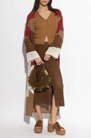 Akep Skirt With Logo Applique, Womens, Brown