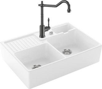 Villeroy & Boch Villeroy&boch - Villeroy Et Boch Sello Tradicional De Fregadero De Oficina 2 Senos Autodrenante + Grifo De Cocina Avia 2.0 Antracita