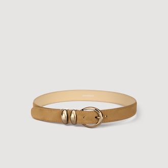 Sandro Leather belt with metal buckle