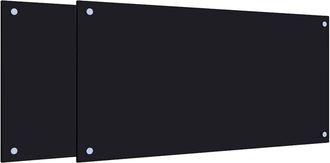 vidaXL vidaXL Paraschizzi per Cucina 2 pz Neri 80x40 cm in Vetro Temperato