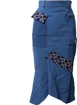 Peter Pilotto Geometric Skirt in Blue Viscose