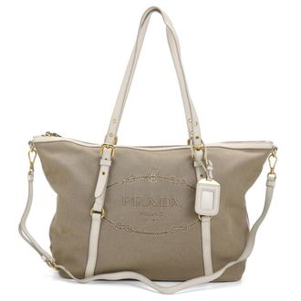 Prada Beige Canvas Tote Bag (Pre-Owned)