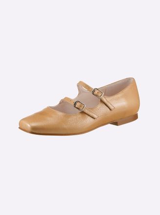 Heine Ballerina HEINE, Damen, Gr. 38, beige (sand), Lackleder, Leder, Rindsleder, Schuhe Ballerina