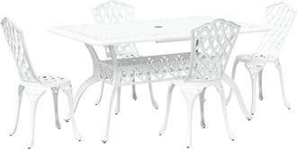 vidaXL Garden Dining Set 5 pcs White Aluminium vidaXL
