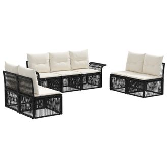 vidaXL Conjunto De Sof&aacute;s De Jard&iacute;n 7 Pcs Negro Rat&aacute;n Sint&eacute;tico Vidaxl