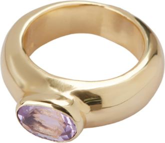 Argento Vivo Oval Stone Chunky Ring in Gold /amethyst at Nordstrom, Size 6