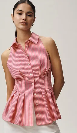 Exquise Tobie Poplin Halter-Neck Top