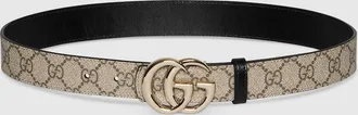 Gucci Reversible GG Marmont Belt, Beige, GG Canvas