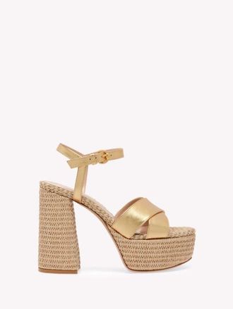 Gianvito Rossi Bebe Sandals in Metallic Gold at Nordstrom, Size 35.5