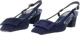 Roger Vivier Pointed Toe Slingback Shoes with Decorative Buckle
