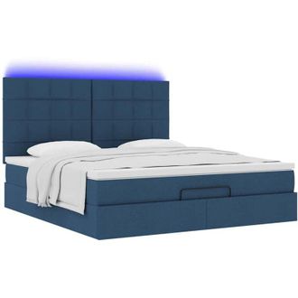 vidaXL Estructura De Cama Otomana Con Colch&oacute;n Tela Azul 160x200 Cm Vidaxl