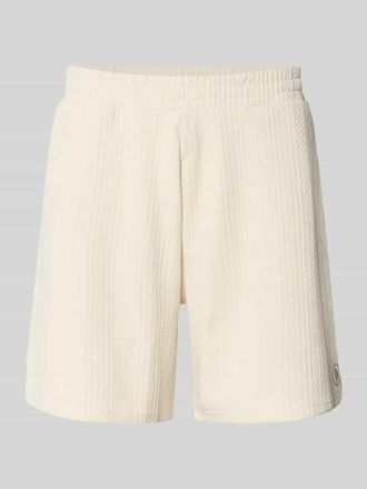 Review Shorts mit Strukturmuster und elastischem Bund in Ecru, Gr&ouml;&szlig;e XXL