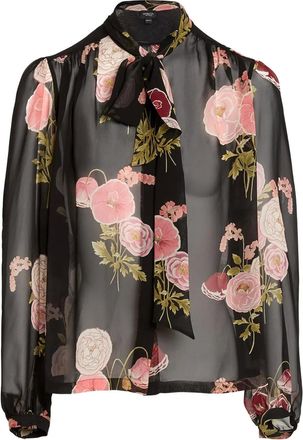 Giambattista Valli Blusa a fiori con fiocco - Nero