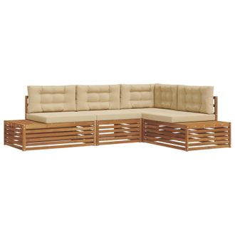 vidaXL Conjunto De Sof&aacute;s De Exterior Con Coj&iacute;n 4 Pieza Natural Y Beige Vidaxl