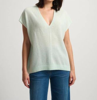 White + Warren V Neck Poncho Top In Seafoam Haze Heather