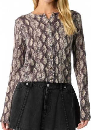 Olivaceous Rhodes Python Knit Cardigan In Snake