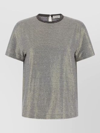 Brunello Cucinelli collar detail striped short sleeve t shirt