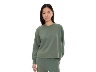 Pact CloudKnit Raglan Crew Womens Sweatshirt Castor Green : LG, Cotton/Elastane