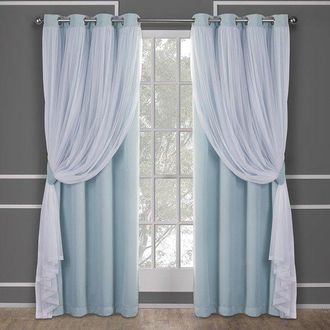 No Brand Cortinas Interiores De Doble Capa, Transparentes Y Opacas, Con Anillas En La Parte Superior, De Bajo Consumo Energ&eacute;tico, Juego De 2 Paneles, 132 X 213