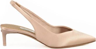 Max Mara Satin Chanel Sandaal Leren Zool - Dames - Pumps - Roze - 39 EU - Satijn - Schoenen