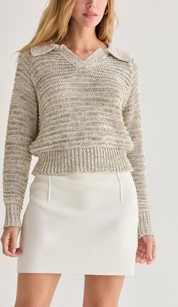 Crescent Marled Polo Sweater in White Melange at Nordstrom, Size X-Small