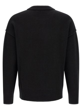 Ami Heart-Embroidered Wool Sweater - Black