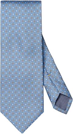 Eton Blauwe Zijden Gestreepte Stropdas - Heren - Stropdassen - Blauw - ONE Size - Accessoires