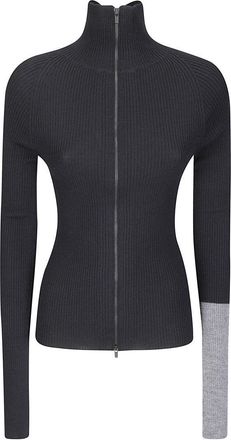 Yohji Yamamoto Color Combi High-Neck Zip-Up Sweater