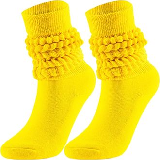 Generic Slouchy Socks for Women Slouch Socks Scrunch Socks Medium High Tube Bubble Socks 80S 90S Knee Tube Socks Soft Cotton Retro Scrunch Socks Mid Calf Rib 