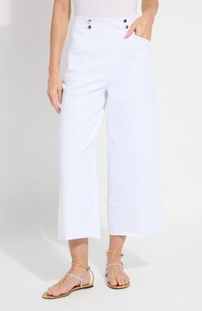 Lyss&eacute; Dion Sailor Pull-On Crop Palazzo Knit Jeans in White at Nordstrom, Size X-Small