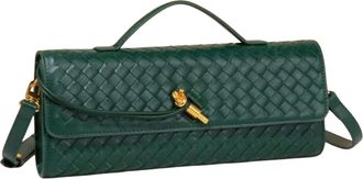 Generic Woven Handbag for Women PU Leather Clutch Purse with Strap Crossbody Shoulder Bag | Elegant Evening Pochette Woven Texture Casual Tote Bag